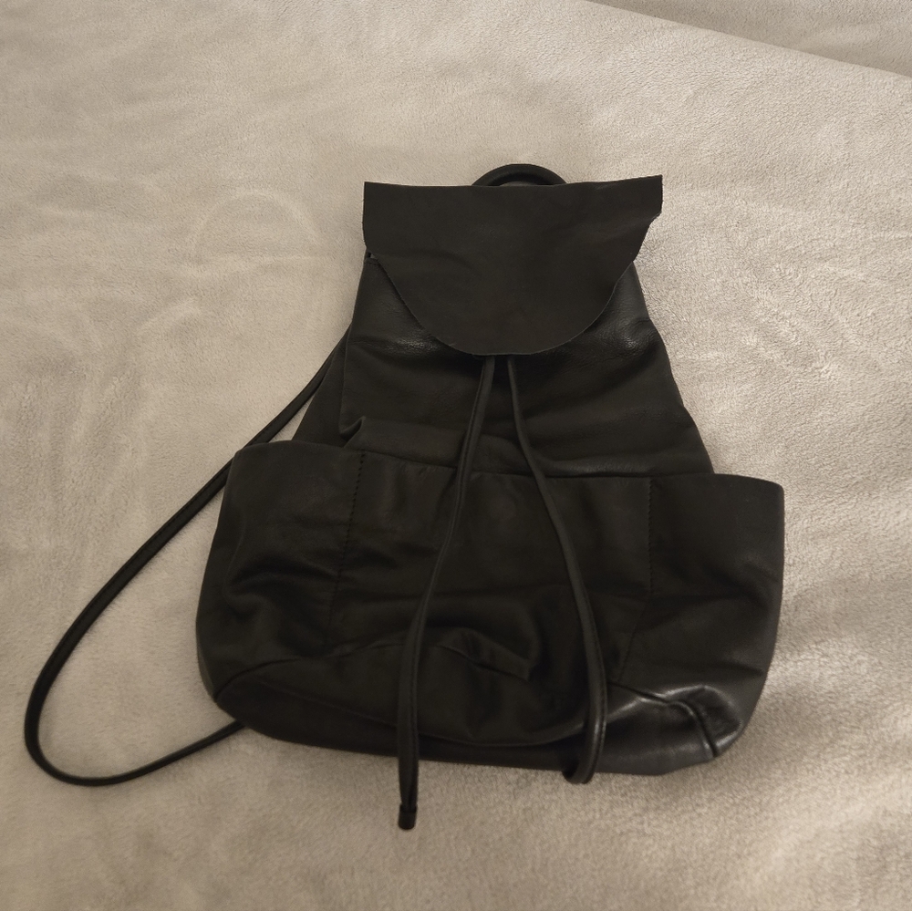 COS Unstructured Black Leather Backpack - image 3